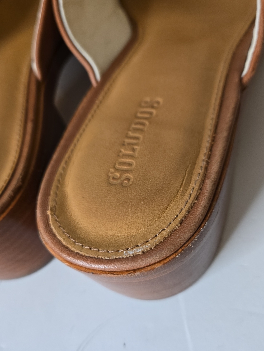 Soludos Brown Leather Mule Shoes Size 9 - Picture 5 of 12